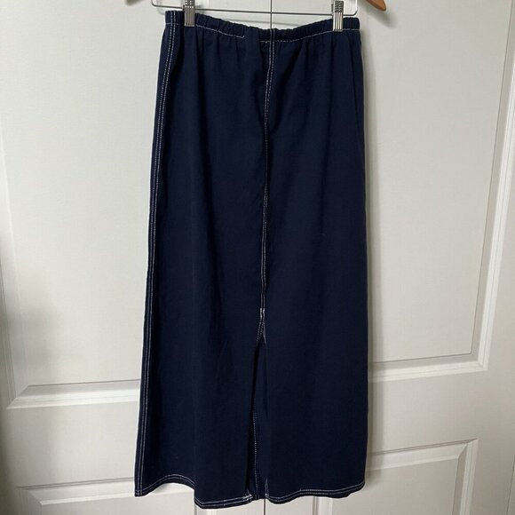 Vintage Liz Claiborne Maxi Skirt Womens M Navy Blue Y2K Coastal Sailor Fisherman - Picture 4 of 10